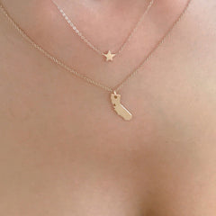 14K Gold California State Necklace