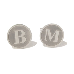 14K Initial Letter Cameo Engraved Coin Cuff Links, Classic Font