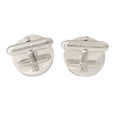 Sterling Silver Initial Letter Cameo Engraved Coin Cufflinks, Classic Font