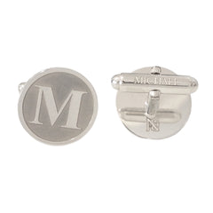 14K Initial Letter Cameo Engraved Coin Cuff Links, Classic Font