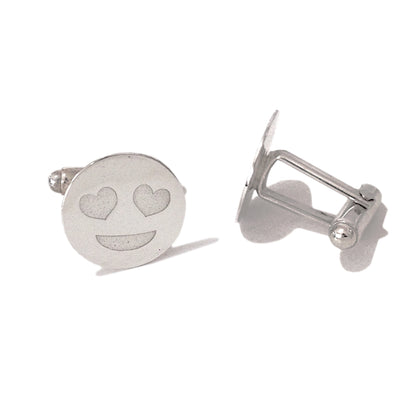 Sterling Silver 'Crazy In Love' Emoji Smiley Face Cufflinks