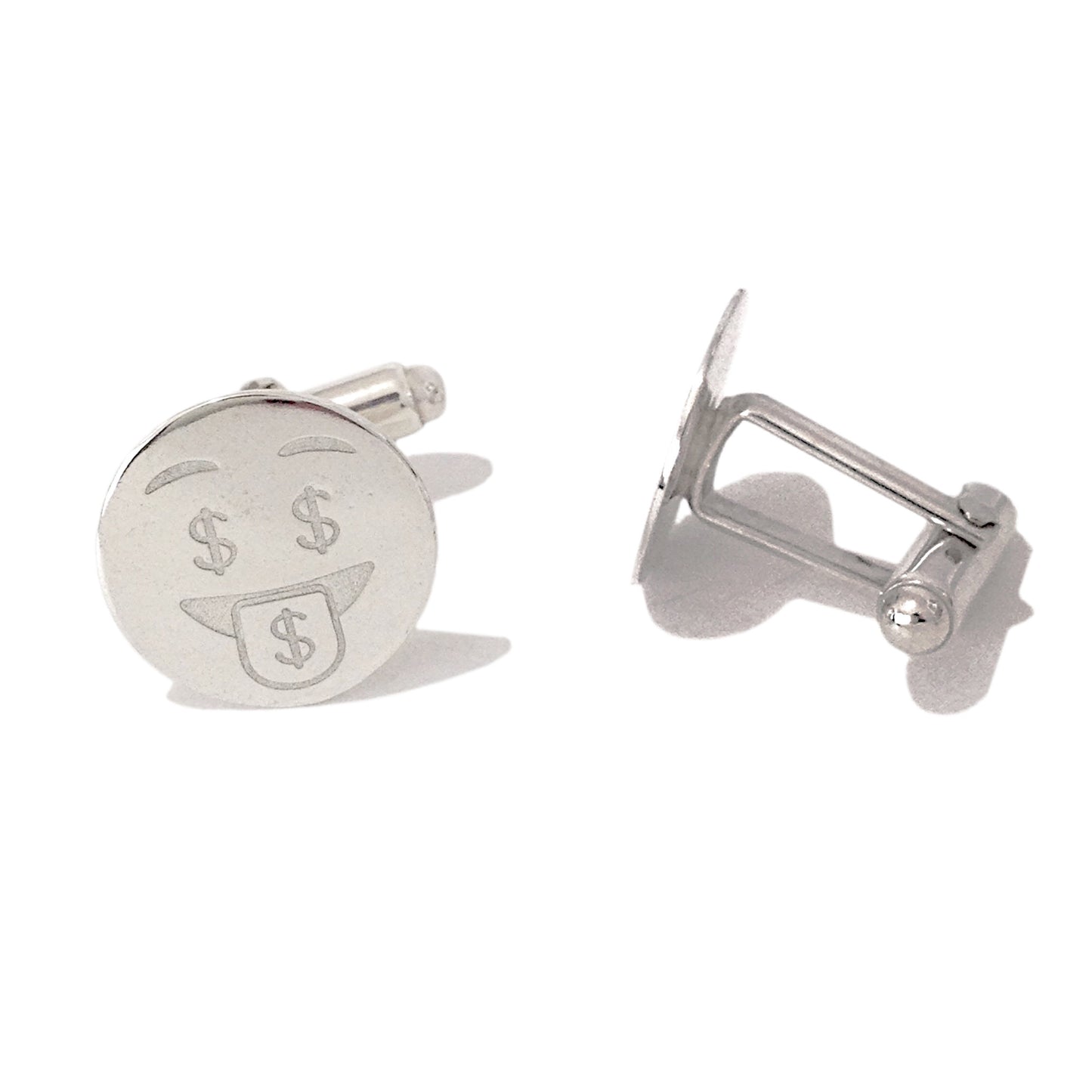 Sterling Silver 'Crazy Money' Emoji Smiley Face Cufflinks