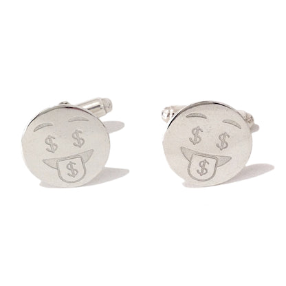 Sterling Silver 'Crazy Money' Emoji Smiley Face Cufflinks