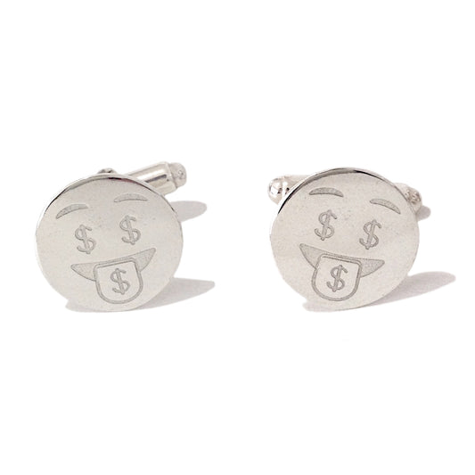 Sterling Silver 'Crazy Money' Emoji Smiley Face Cufflinks