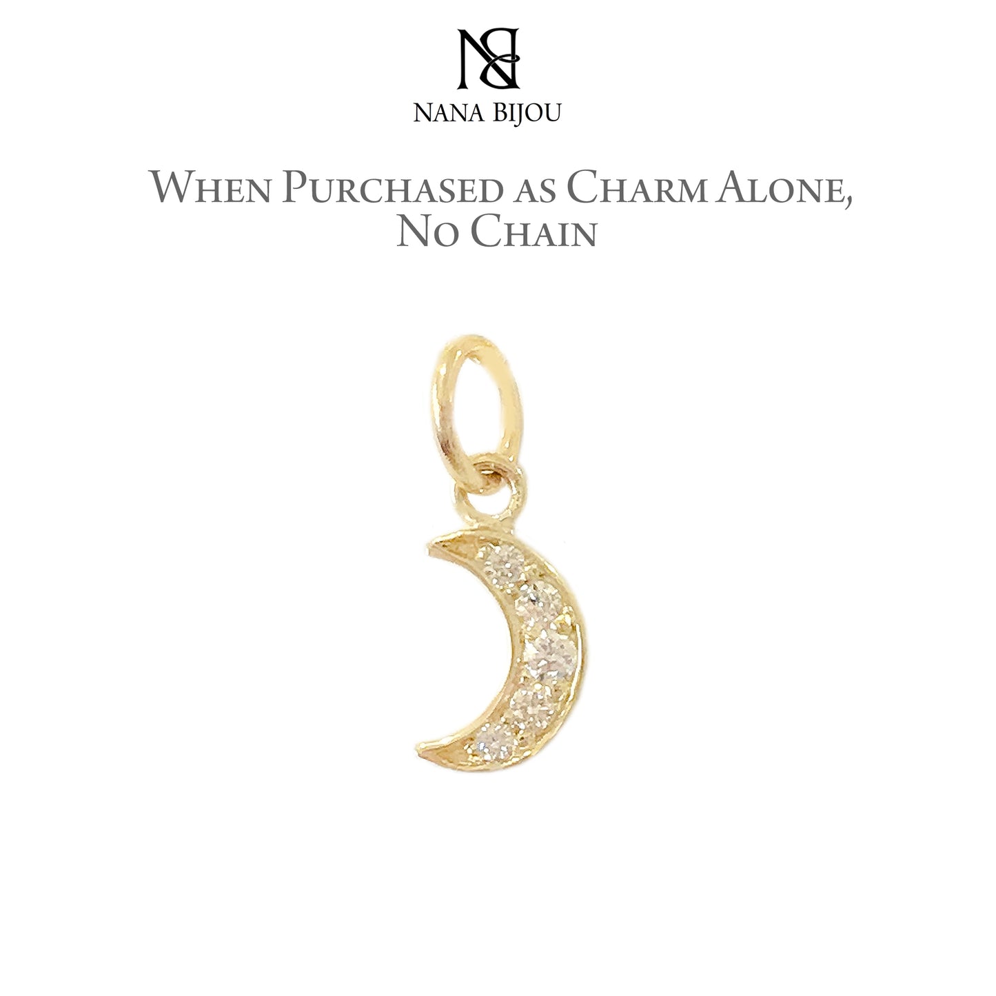 14K Gold Diamond Crescent Moon Necklace