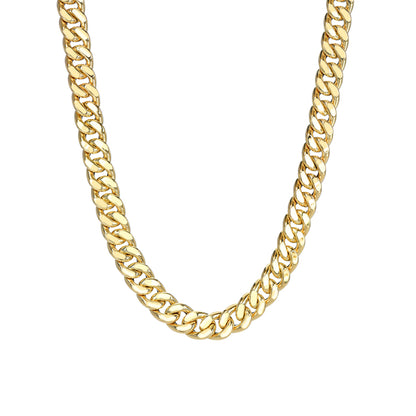 14K Gold Flat Cuban Link Chain Necklace, 6mm Width