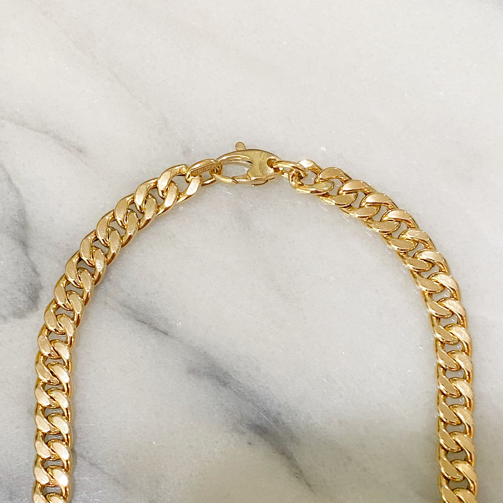 14K Gold Flat Cuban Link Chain Necklace, 6mm Width – Nana Bijou