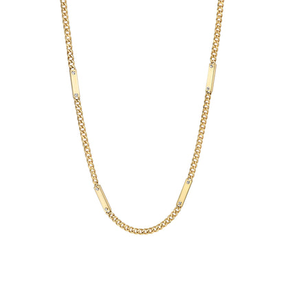 14K Gold Cuban Link Bar Chain Necklace, Small Size Link