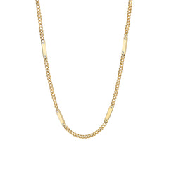 14K Gold Cuban Link Bar Chain Necklace, Small Size Link