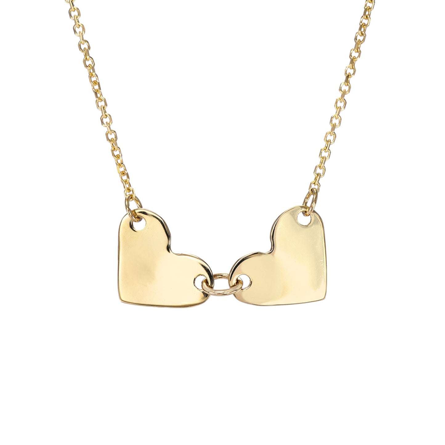 14K Gold Engravable Double Heart Necklace