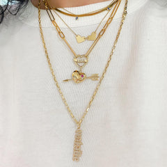 14K Gold Engravable Double Heart Necklace