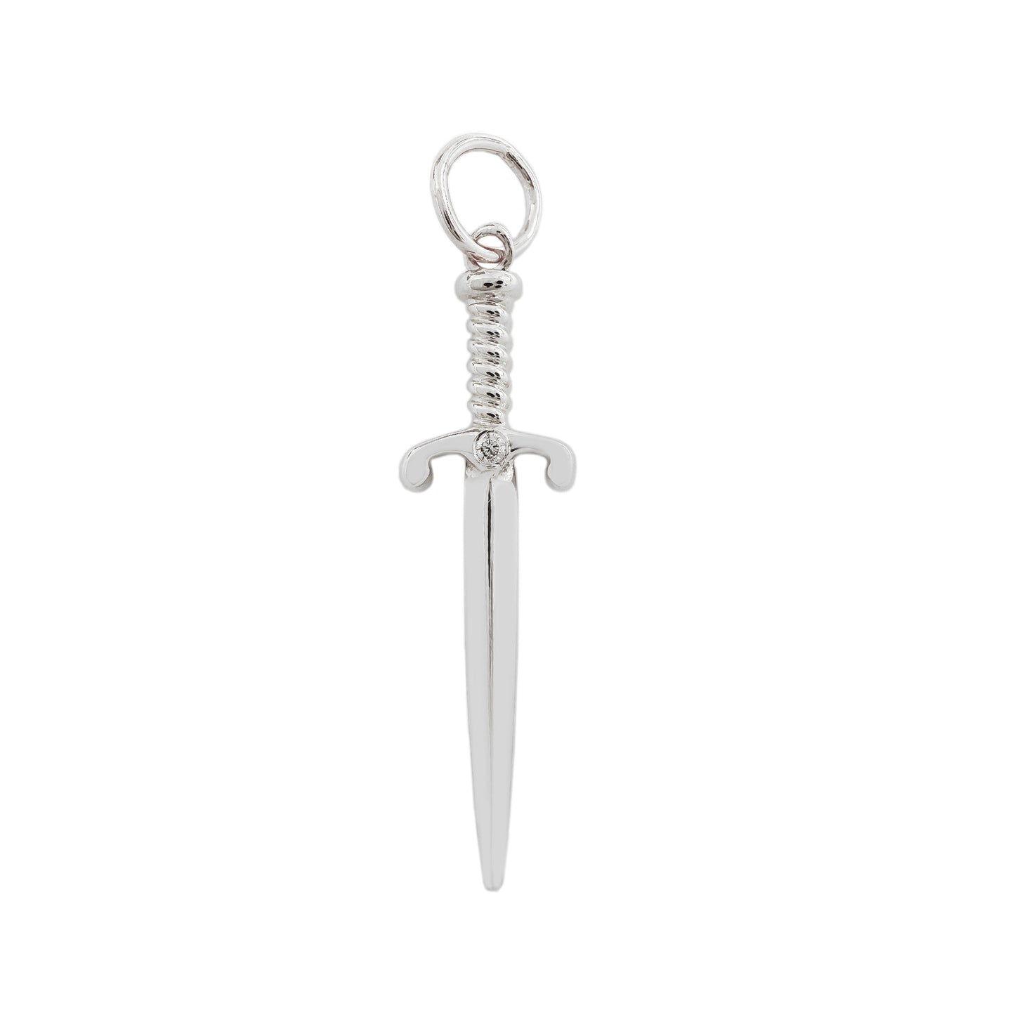 14K Gold Diamond Dagger Sword Pendant