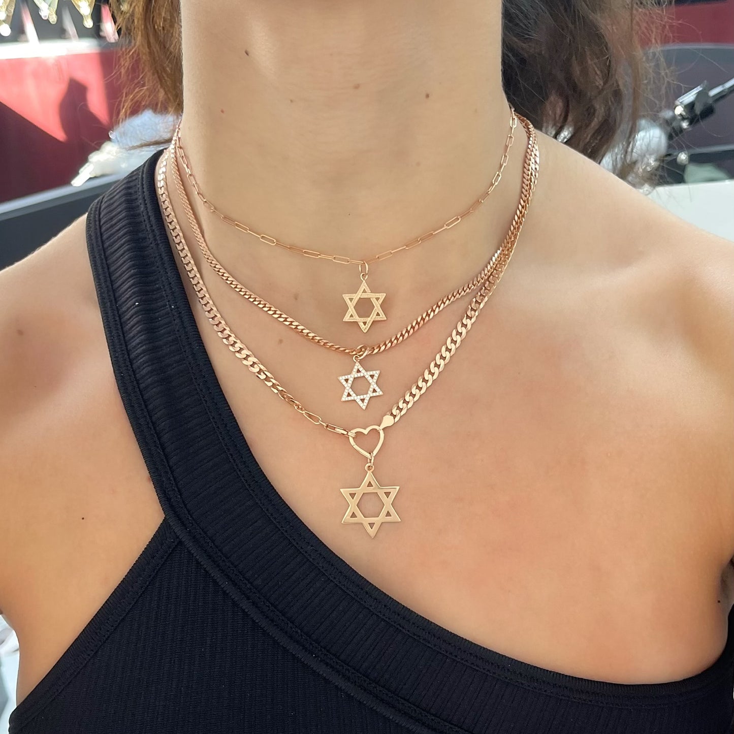 14K Gold Large Star of David Charm Pendant