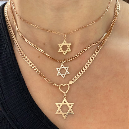 14K Gold Large Star of David Charm Pendant