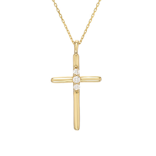 14K Gold Diamond Cross Necklace