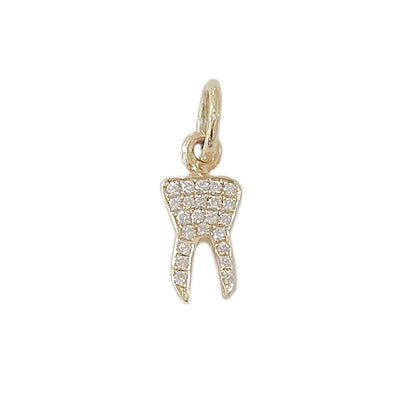 14K Gold Diamond Tooth Pendant Necklace