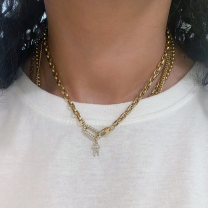 14K Gold Diamond Tooth Pendant Necklace