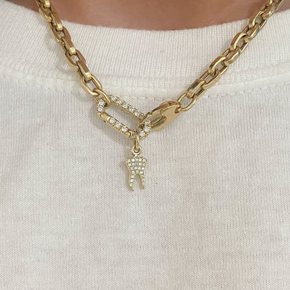 14K Gold Diamond Tooth Pendant Necklace