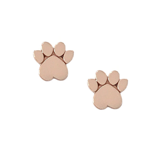 14K Gold Paw Print Stud Earrings