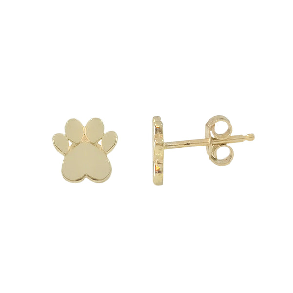 White gold paw top print earrings