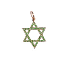 14K Gold Emerald Star of David Charm Pendant, Medium Size