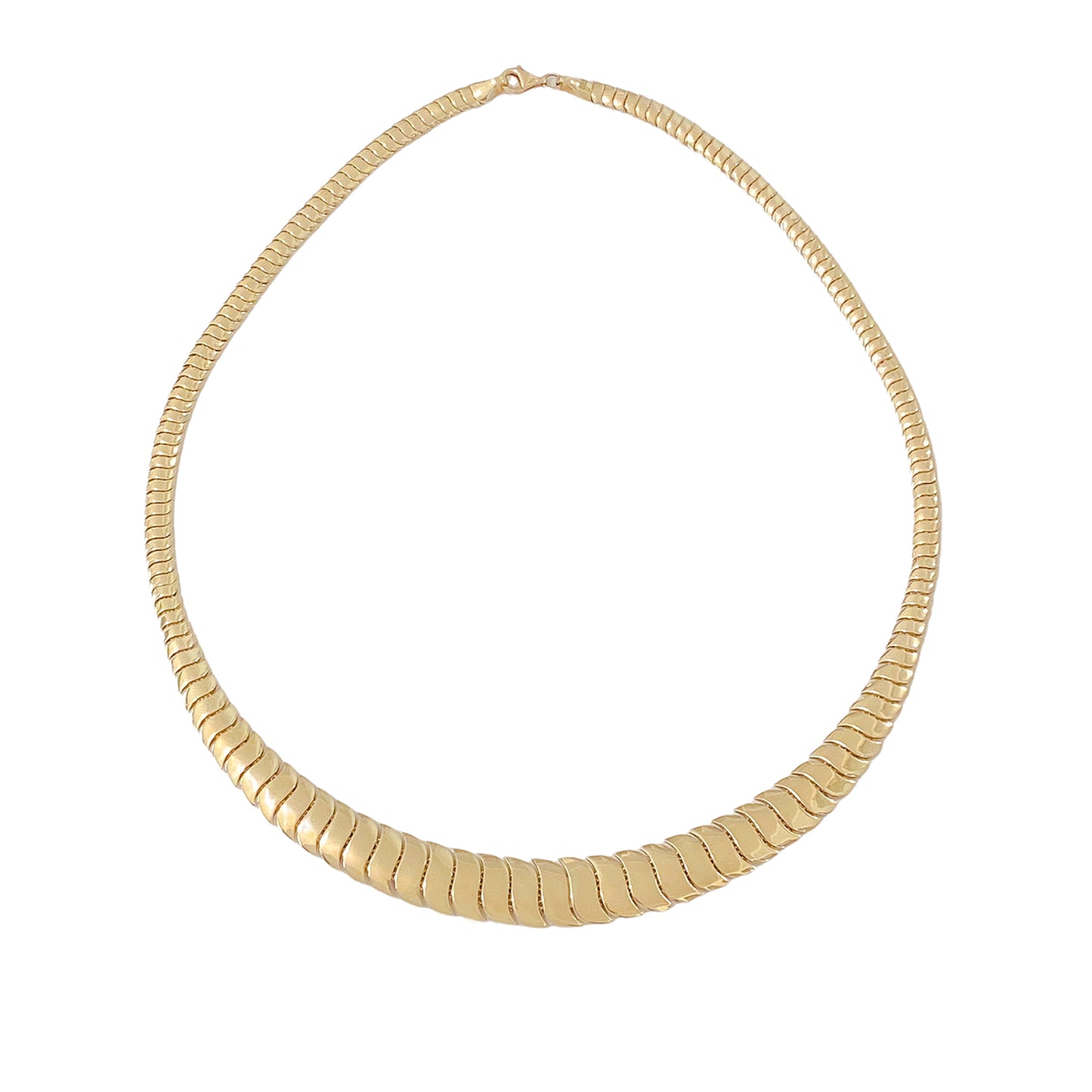 14K Gold Graduated Cobra Chain Necklace