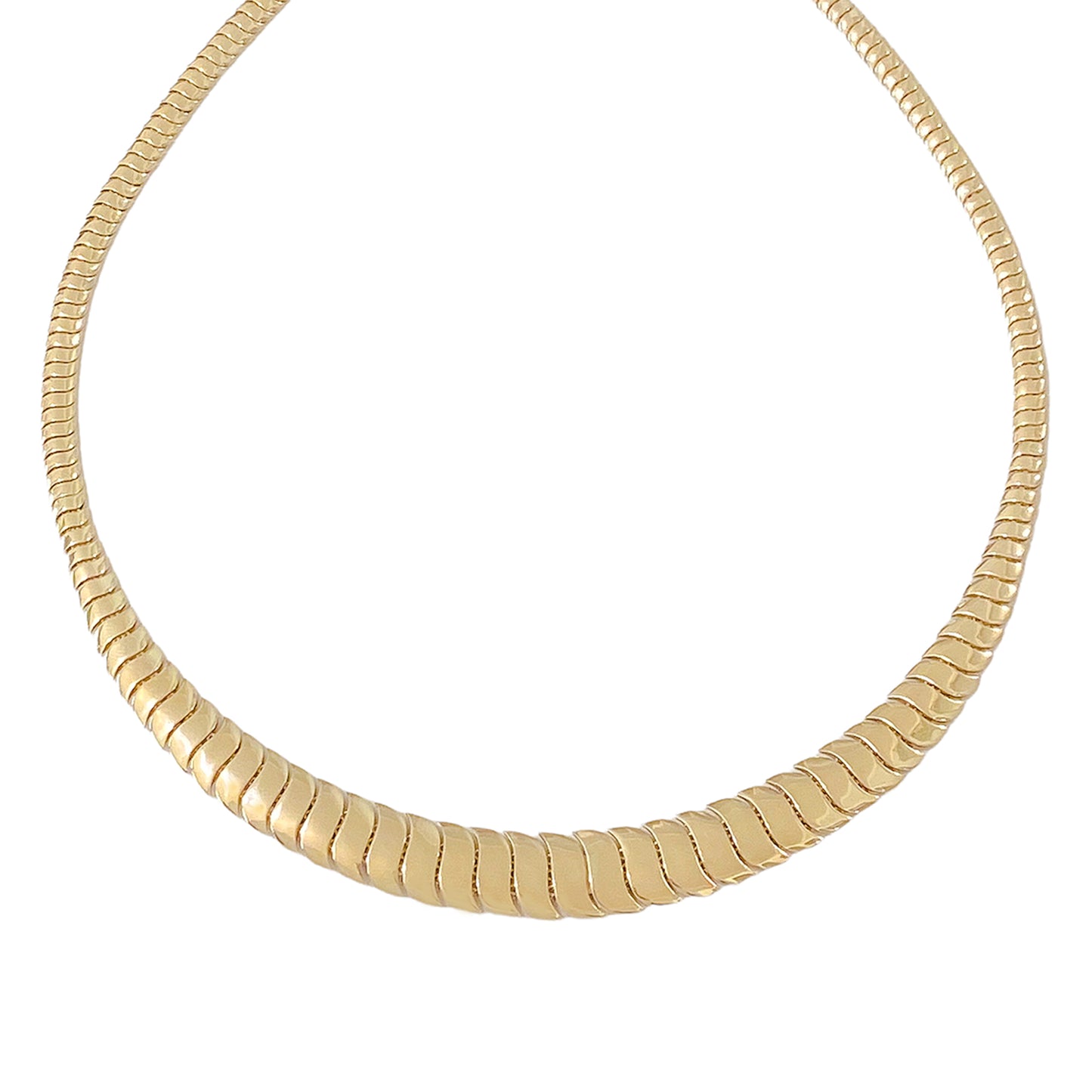 14K Gold Graduated Cobra Chain Necklace