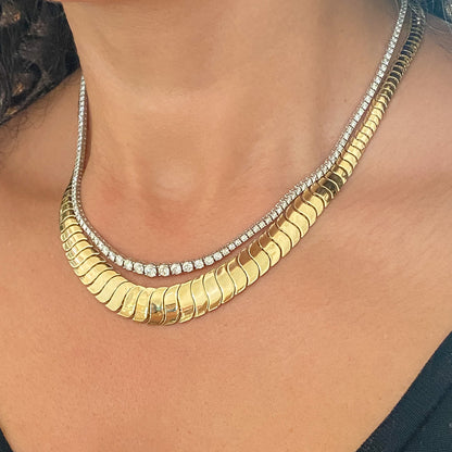 14K Gold Graduated Cobra Chain Necklace