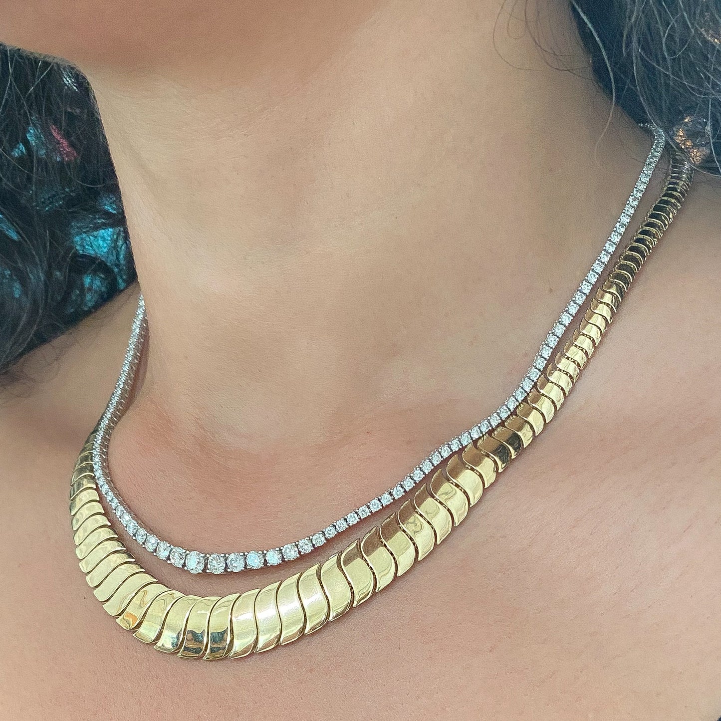 14K Gold Graduated Cobra Chain Necklace