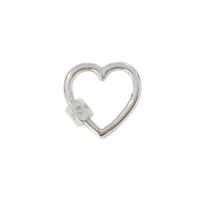 14K Gold Heart Carabiner Diamond Lock Charm Enhancer