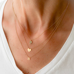 14K Gold Initial Charm Pendant Necklace