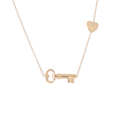 14K Gold Key to Heart Engravable Necklace
