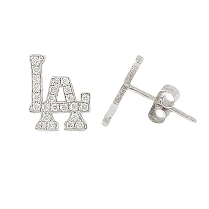 14K Gold Diamond "LA" Initials Stud Earring