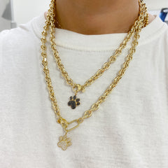 14K Gold Thick Marquise Diamond Cut Link Necklace ~ In Stock!