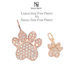 14K Gold Pavé Diamond Paw Print Charm Pendant ~ Large Size