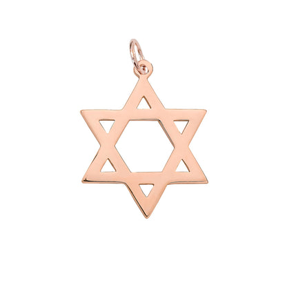 14K Gold Large Star of David Charm Pendant