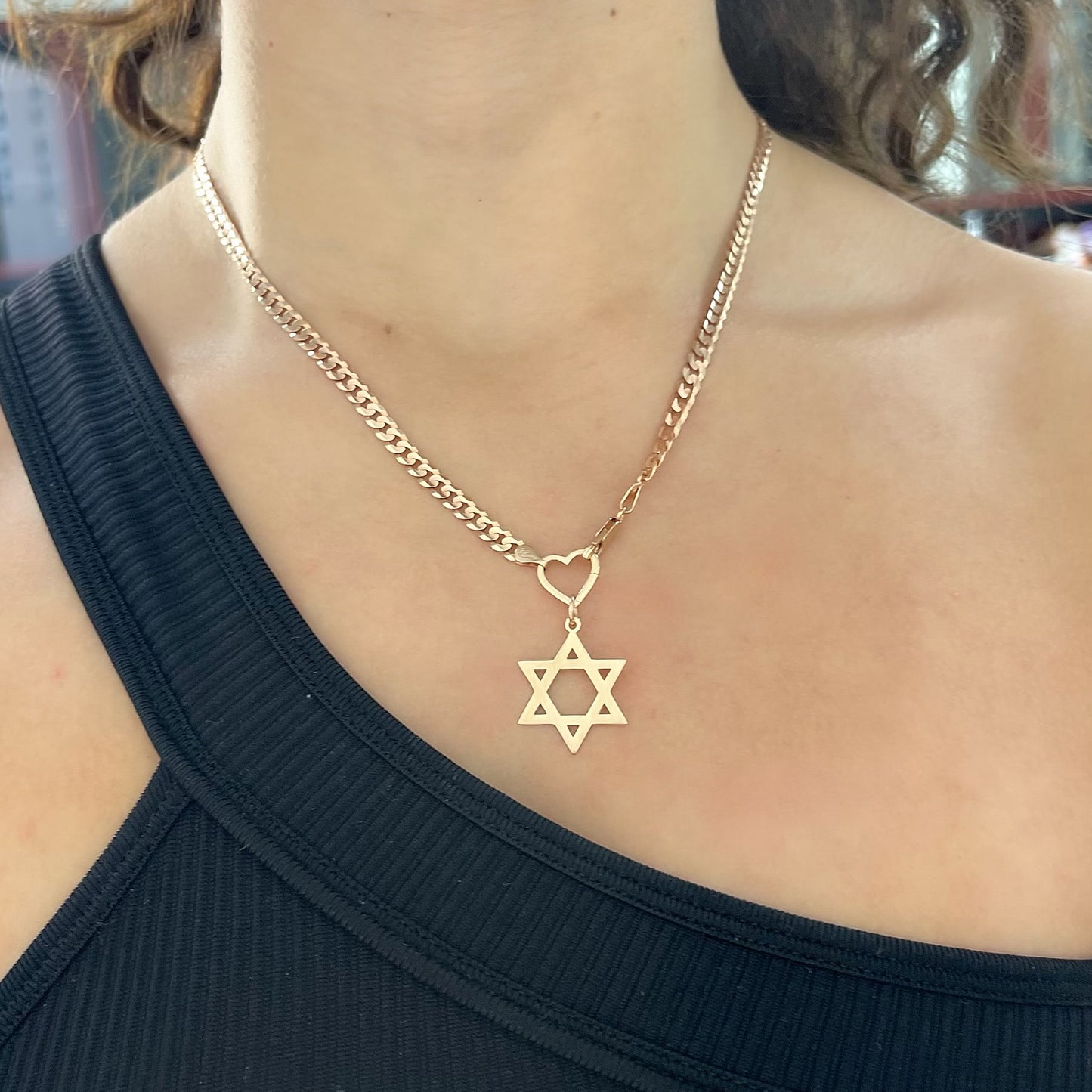 14K Gold Large Star of David Charm Pendant