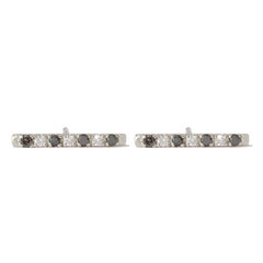 14K Gold Large Pavé Black & White Diamond Bar Stud Earrings