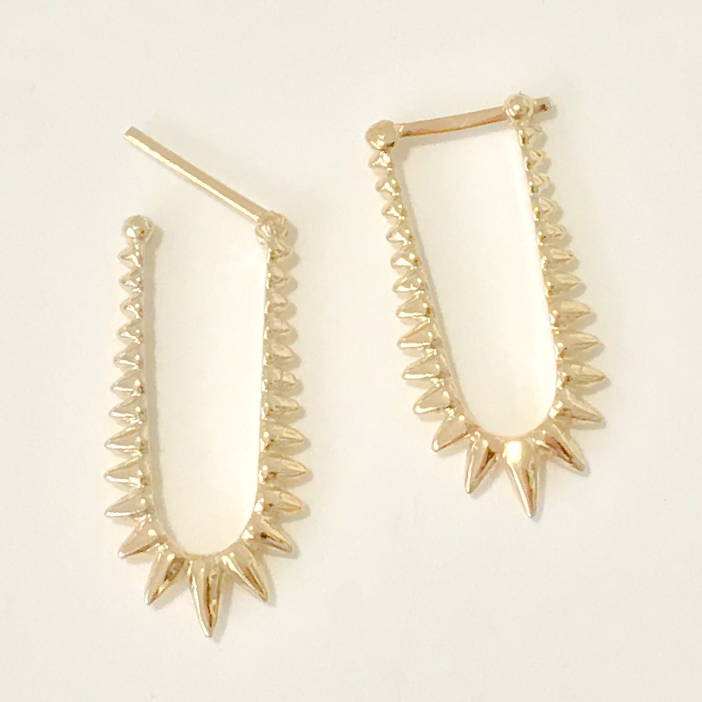 Spike Collection: 14K Gold Spike Huggie Hoop Earrings, Large Size