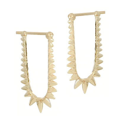 Spike Collection: 14K Gold Spike Huggie Hoop Earrings, Large Size