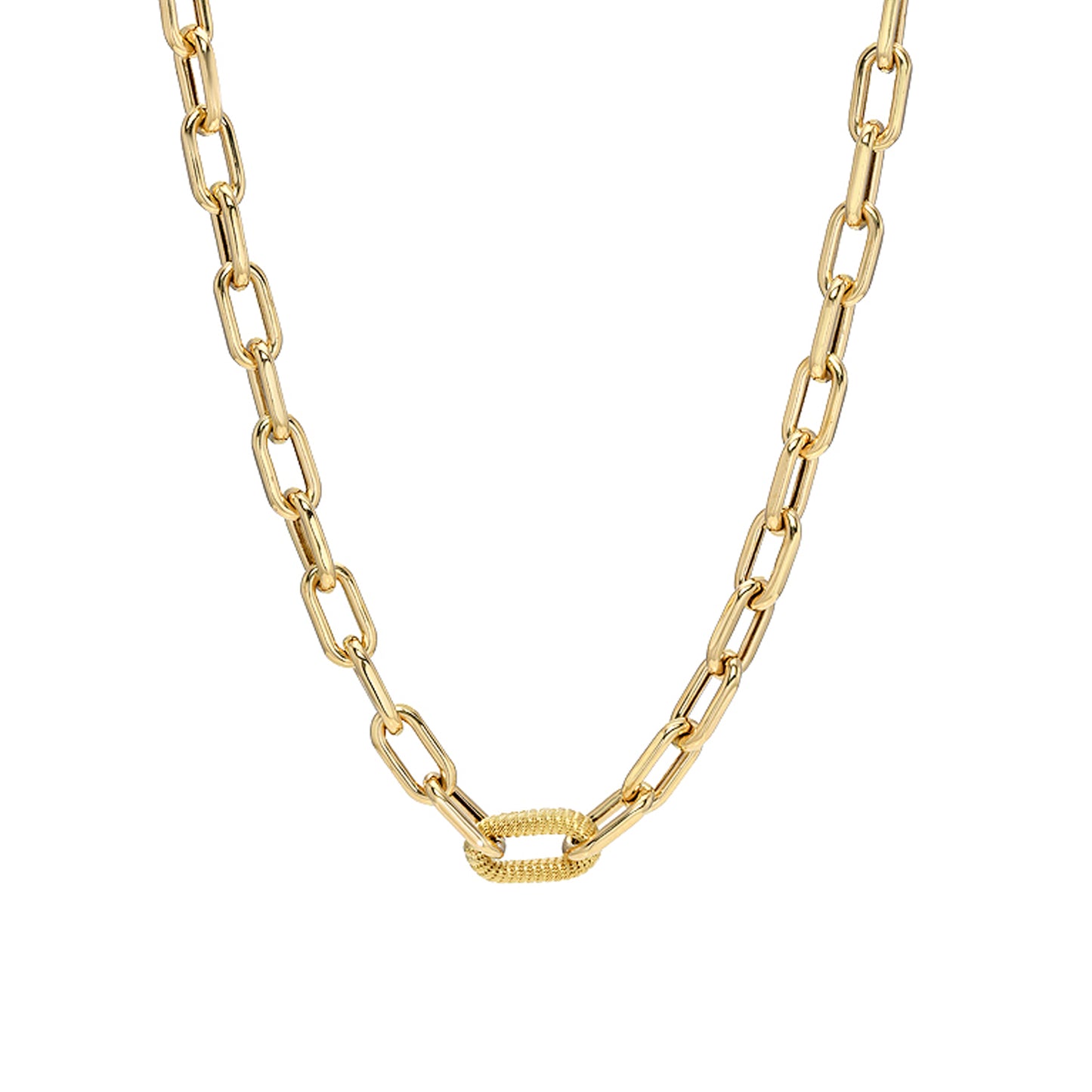 14K Gold Single Rope Detail Thick Oval Link Necklace ~ LIMITED EDITION