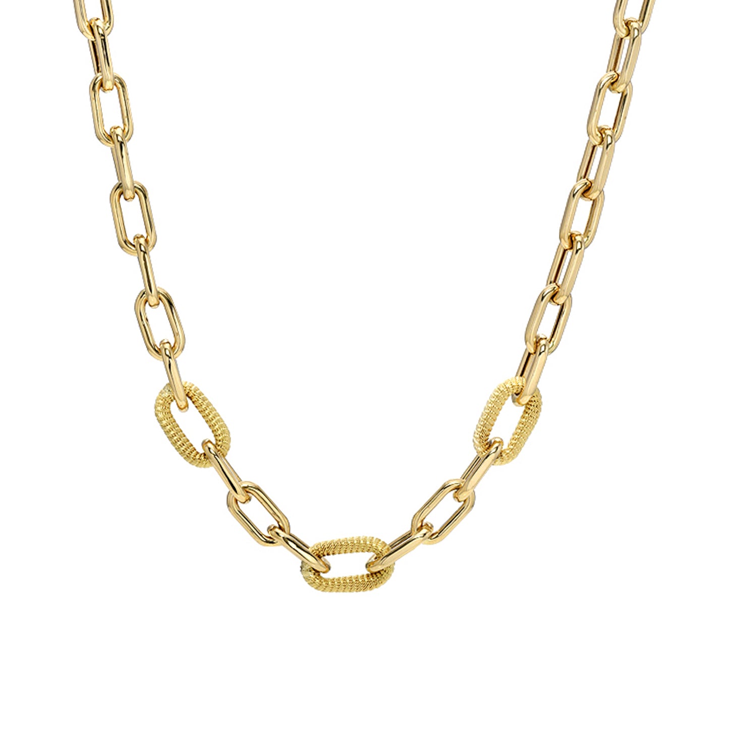 14K Gold Triple Rope Detail Thick Oval Link Necklace ~ LIMITED EDITION