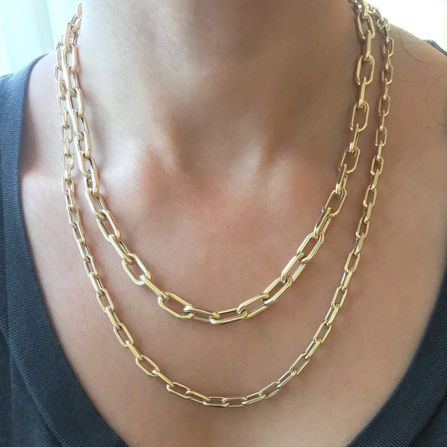 14K Gold Thick Oval Link Necklace, Large Size Links ~ In Stock!