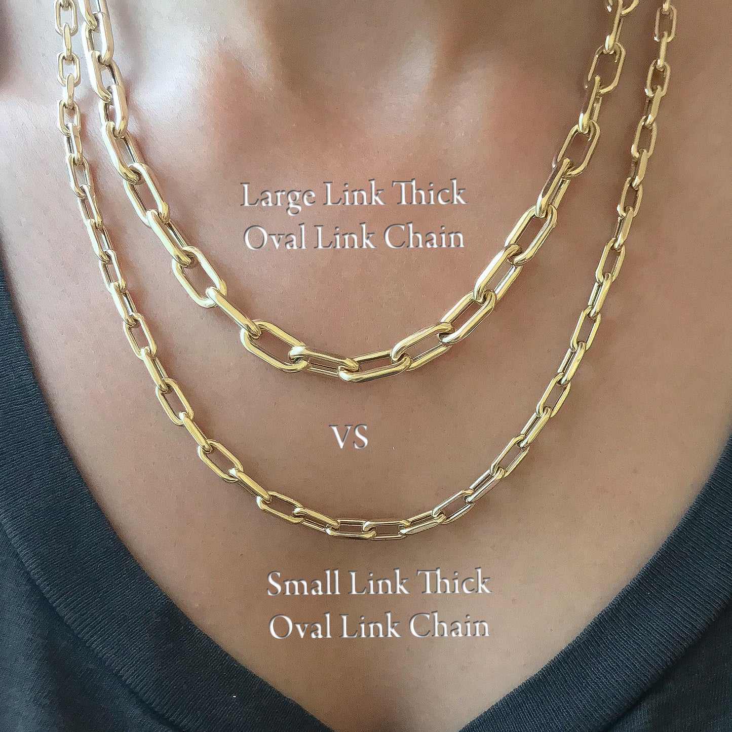 14K Gold Thick Oval Link Necklace, Large Size Links ~ In Stock!