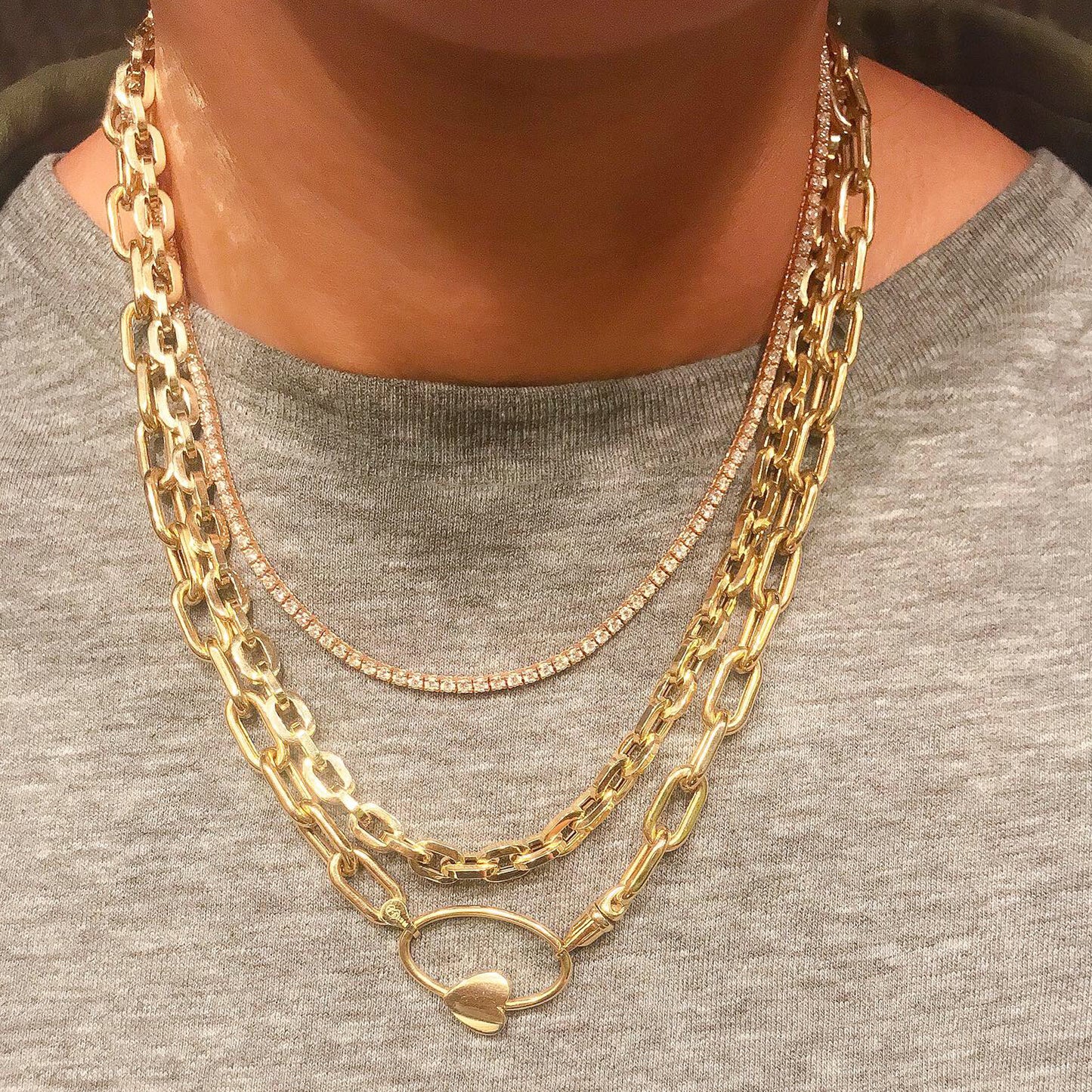 14K Gold Thick Oval Link Necklace, Large Size Links ~ In Stock!