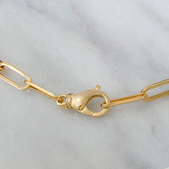 14K Gold Thin Flat Oval Link Bracelet, Large Size Link