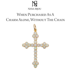 14K Gold Opal Gothic Trinity Cross Necklace ~ Small Size