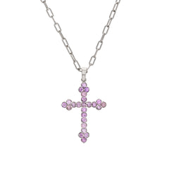 14K Gold Purple Sapphire Gothic Trinity Cross Necklace ~ Large Size