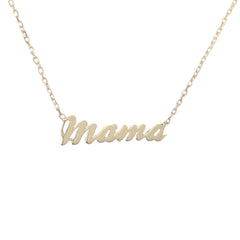 14K Gold 'Mama' Charm Pendant Necklace ~ Script Font