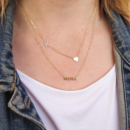 14K Gold 'MAMA' Charm Pendant Necklace